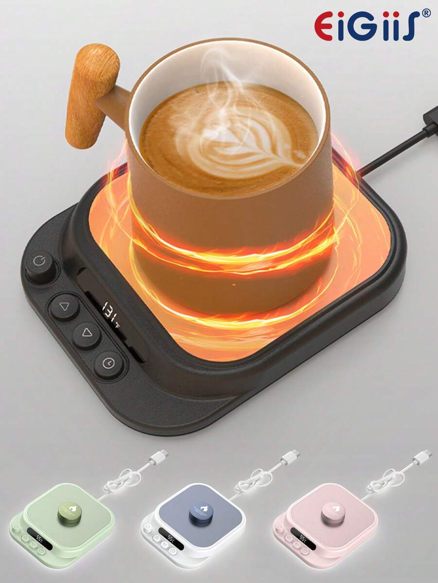 EIGIIS New Intelligent Temperature Control Heated Coaster, 7 Temperature Settings, Suitable For Office And Home Use, Designed To Keep Your Cup Warm On The Desk. - Multicolor - View 1