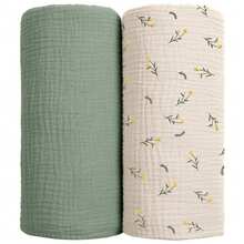 2条装多色棉纱布婴儿襁褓毯，婴儿车防风罩新生儿包巾，婴儿襁褓毯，婴儿毯，婴儿浴巾