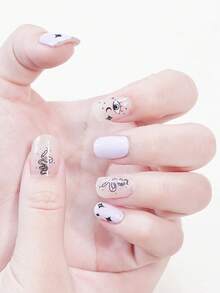 1 Blatt 14 Stück selbstklebende Gel-Nagellack Aufkleber, wasserfest & langanhaltend 3D Mode Nail Art Abziehbilder für Frauen, Mädchen, Heim-Feiern, Tanzpartys, Feiertage, Reisen, schnelle Maniküre, Burgund & Silber Glitzer Nägel - Mauve - Übersicht 3