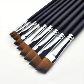 9-Piece Oblique Nylon Brush Set Black/Silver/Brown