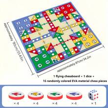 Deluxe Carpet Style Flying Chess Set, Large Foldable Board + 16 Pieces + Dice, Multi-Functional Design For Family Entertainment And Party Games - Multicolor - View 3