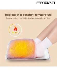 FIYIBAN 可水洗USB加热暖脚套，法兰绒材质，电加热，家用保暖拖鞋，冬季保暖，温暖舒适，毛绒设计，贴合脚型，面料可水洗，带加热功能，适合上班族和老年人使用。 - 彩色 - 查看 2