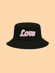 Mũ tai bèo in chữ "Love" màu đen cho bé gái, có các màu hồng, trắng, vàng, kiểu dáng thời trang hình trái tim, món quà thiết thực cho sinh nhật, ngày lễ, thích hợp cho hoạt động ngoài trời mùa xuân/hè, hàng ngày, câu cá, leo núi, đi học. - màu đen - Xem 10