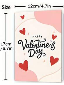 1张“情人节快乐”独特情人节贺卡，5颗心和星星设计，送给爱人的最佳礼物，高品质贺卡，带信封（12x17厘米）/（4.72x6.7英寸） - 彩色 - 查看 2