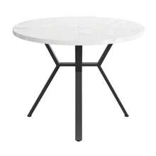 Modern And Simple Round Marble Dining Table (1m Diameter), Black X-Shaped Coffee Table With Metal Stand, Sturdy And Durable, A Must-Have For An Elegant Home - Black and White - View 3