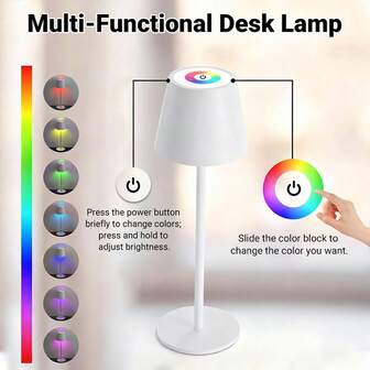 Cordless LED Multicolor Desk Lamp, USB Rechargeable, Detachable Design, Multiple Lighting Modes, RGB Table Lamp, Metal Material, Reliable Quality, Portable Desk Lamp, Suitable For Bedroom, Office, Dorm, Bedside