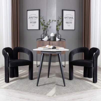 Velvet Modern Design Dining Chairs, Upholstered Decorative Chairs/Dining Room Chairs/Bucket Side Chairs, Living Room Kitchen Armchairs, Set Of 2 Leisure Chairs