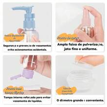 Kit With 10 Travel Bottles - Shampoo, Cream, Soap And Personal Care Items - Perto - Xem 5