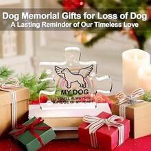AICase Dog Memorial Gifts For Loss Of Dog, Rainbow Bridge Pet Sympathy Acrylic Block Puzzle Piece Keepsake In Memory Bereavement Remembrance Gift For Lost Deceased Died Passed Away Angel Dogs - / - 查看 4