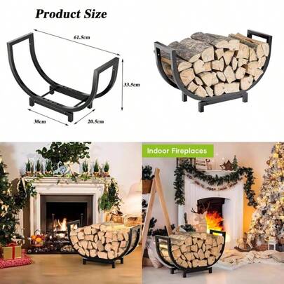 1 Pcs Premium Outdoor And Indoor Firewood Rack - 24.2in Rustproof Log Holder Fireplace Storage Organizer Stable Firewood Storage For Fireplace Wood Holder Firewood Organizer