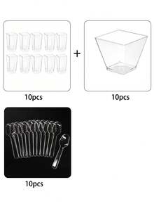 Square Dessert Cups, Plastic High Straight Square Mousse Cups, Cake Cups, Buffet Cups And Salad Cups, Set Of 10/20/50 - Clear - View 13
