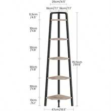 Corner Shelf 5-Tier Ladder Corner Shelf Ladder Bookshelf 59.6" Tall Vertical Display Stand Metal Frame Bookshelf For Living Room Bedroom Kitchen Greige And Black TCJ20BG - 灰褐色和黑色 - 查看 3