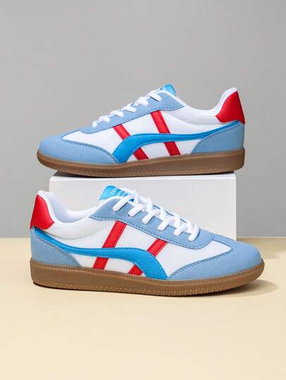 1 Pair Unisex Casual Sports Shoes, Minimalist Stylish Couple Non-Slip Comfortable Breathable Classic Lace-Up, Suitable For Daily, Campus, Street Wear, All Seasons