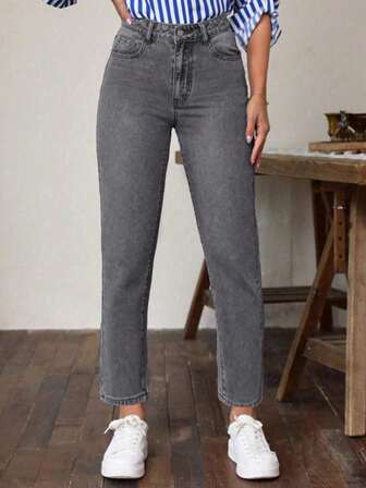 Damjeans med slim fit och stretch, Damjeans, Hellånga denimbyxor för kvinnor, Eleganta jeans för vardagsbruk, Casual outfit för kvinnor