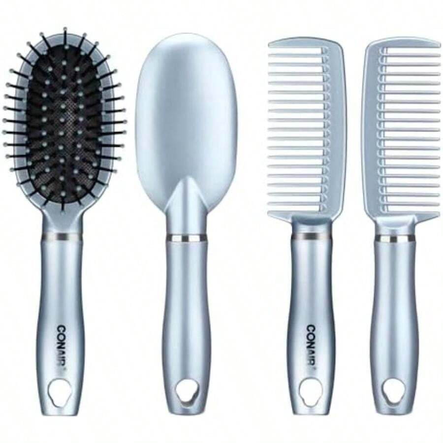 Conair Conair cepillo y peine de bolsillo(Set de 2 piezas Surtido: plata metálica, azul metálico y rosa metálico) - Multicolor - Ver 1
