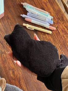 1pc Cute Cat Plush Pencil Case, Large Capacity, Creative Stationery Storage Bag, Gift, Doll Pencil Pouch