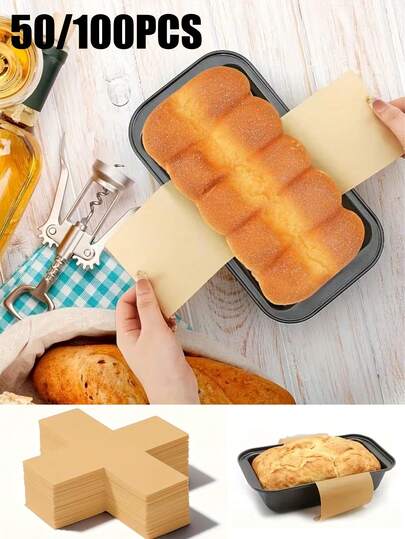 50/100pcs Brown DisposableNon-Stick Parchment Paper Loaf Pan Liners - Heat-Resistant, Easy-Clean,Perfect For Baking Bread, Toast, Sourdough, Ideal For Family Bakers,Thanksgiving & Christmas Baking Gift, Baking Essentials | Easy CleanLiners