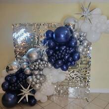 52 Stücke/28 Stücke 10-Zoll-Luftballons in Navy-Blau und Silber, geeignet für Valentinstag, Geburtstag, Hochzeit, Brautparty, Silvester Dekoration, Ballonparty, Herbstdekoration, Rentnerparty, Junggesellenabschied, Ballondekoration, Fotohintergrund, Innen- und Außendekoration - Nachtblau Silber - Übersicht 4