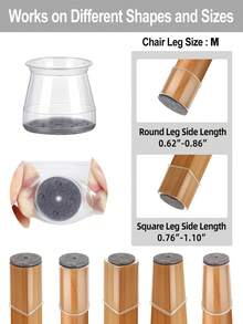 12/24/40 piezas Protectores de piso de silicona para patas de silla, Almohadillas antiarañazos para muebles, Tapas reductoras de ruido para patas de silla, Deslizadores de muebles para pisos de madera dura, Adecuado para cocina, sala de estar, dormitorio y cafetería - Gris claro transparente - Ver 2