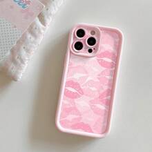 粉色唇印唇元素时尚防震保护手机壳 1个装，兼容 17/17 Pro/17 Pro Max/17 Air/16/11/16 Pro/16 Plus/16 Pro Max/16e/15 Pro Max/13/14/12/11/7G/8P，Galaxy S25/S25 Plus/S25 Ultra/A05/A05S/A06/A07/A16/A17，时尚之选，春季生日礼物手机壳 - 粉色 - 查看 2