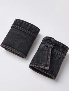 Blue & Black Casual Washed Denim Detachable Pointed Collar - Denim Fake Collar - View 7