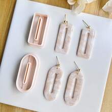 1pc/2pcs The Soft Pottery Mold With Simple Geometric Shapes Is Suitable For Novice DIY Craftsmen To Make Soft Pottery Handmade Earrings - Apricot - View 4