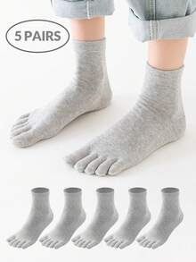 5双装男士浅灰色休闲商务多功能吸湿排汗防臭五趾袜 - 淺灰色 - 查看 5