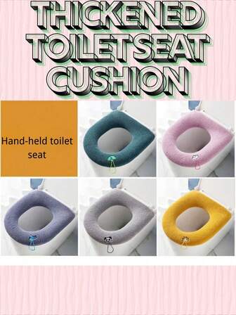 5pcs/Set Toilet Seat Cover, Warm Knitted Toilet Cushion Pad, All Season Washable Toilet Seat Cover For Home Use