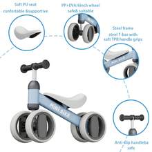 1-2 Year Old Toddler Gift - 4-Wheel No-Pedal Balance Bike With Silent Wheels, Sturdy Frame, Unisex First Ride Toy For 10-16 Month Boys Girls,Blue - Blue - View 6