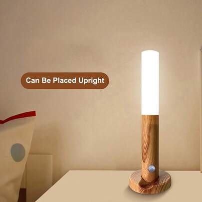 Wooden Grain Sensor Night Light, Magnetic Lamp Body, Rechargeable LED Wireless Wall Light, Suitable For Corridor, Bedroom, Living Room - Portable Decorative Night Light