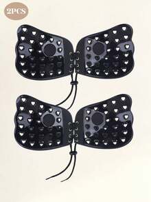 2件装心形隐形衬垫文胸，心形镂空硅胶隐形文胸，无肩带款式，适合搭配婚纱 - 彩色 - 查看 19