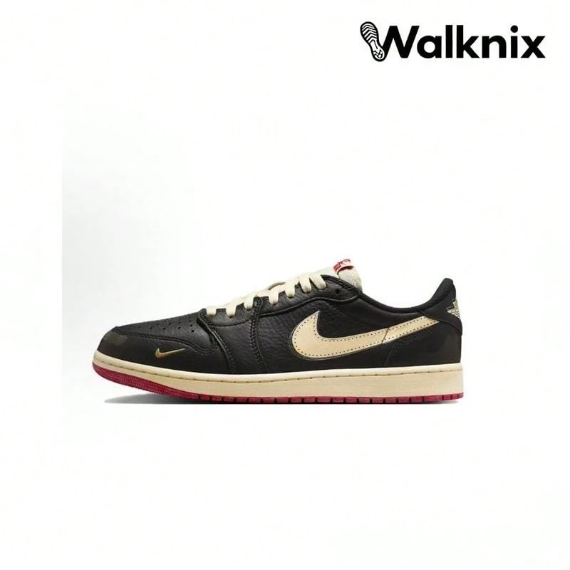 Nigel Sylvester X Air Jordan 1 Low OG 'Better With Time' Cream Black Muslin Varsity-Red Sneakers Men IB8958-001 - 彩色 - 查看 1