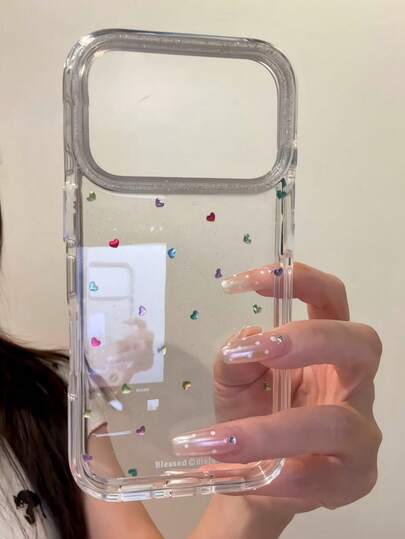 Colorful Heart-Shaped Glitter Transparent Protective Case, Compatible With IPhone 17 Pro Max, 17 Air, 17 Pro, 16, 15, 14, 12, 13 Pro Max, 16 Pro Max, 14, 15, 16 Plus, 11, 17, 13, New Fashionable Soft Case, Valentine's Day Gift