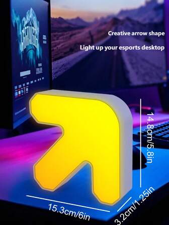 1 pieza/2 piezas Luz de noche de plástico suave y sin deslumbramiento con luz cálida, estilo creativo minimalista en forma de flecha amarilla, iluminación ambiental adecuada para dormitorio, escritorio, mesita de noche para lectura nocturna y uso con teléfono