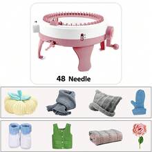 Knitting Machine, 48 Needles Knitting Crochet Machine, Smart Knitting Loom Machine With Row Counter For Adults Beginners, Circular Double Knit Loom Crochet Knitting Machine Kit For Hat Socks - 粉色 - 查看 3