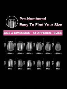 600片短杏仁形美甲贴片，预成型亚克力美甲贴片，半哑光全覆盖美甲贴片，方形透明凝胶按压式假指甲，用于延长美甲，居家DIY美甲