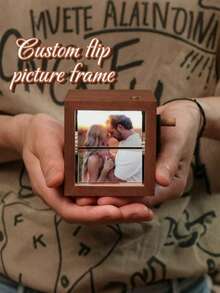 Custom Handmade Flip Book Photo Frame , Personalized Wood Hand-Cranked Animation Box, 8 Photos Display, Memorial Album With Beech/Black Walnut Fram, Suitable For Couples, Birthday, Anniversary, Christmas - Multicolor - View 1
