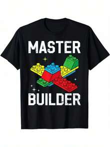 Camiseta de juguete de bloques de construcción Master Builder para hombres - Negro - Ver 1