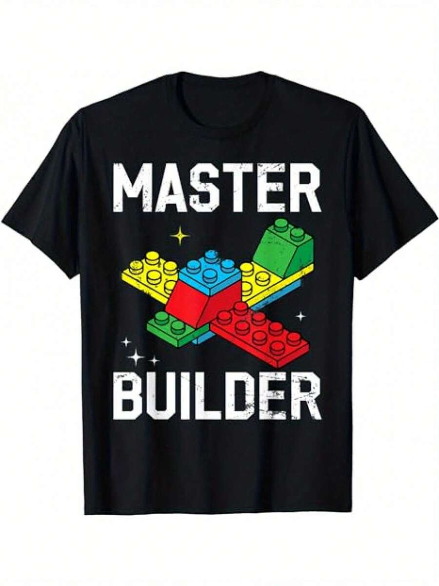 Camiseta de juguete de bloques de construcción Master Builder para hombres - Negro - Ver 1