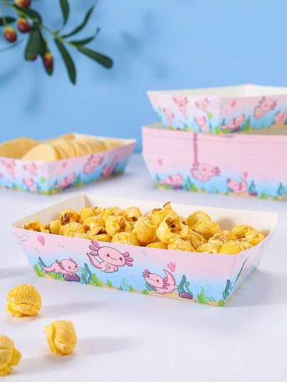 10/24个红色蝾螈造型食品盒，可作薯条盒、爆米花盒、生日派对装饰和家庭电影之夜零食盒，也适用于午餐盒、面包店、汉堡店等场所。