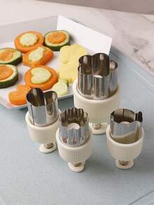 Conjunto de 4 moldes de aço inoxidável prensados em formato de flor e peixe, ideais para fazer bolinhos, raviólis, legumes, frutas e biscoitos. Utensílios de cozinha multifuncionais e criativos, perfeitos para preparar massa borboleta de legumes, massa para bolinhos, biscoitos de desenho animado e papinhas para bebês. Moldes criativos prensados. - Multicolorido - Ver 11