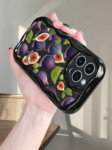 Funda protectora de lujo para teléfono con diseño de hojas de higo morado, diseño retro elegante con estética de comida, resistente a los golpes y compatible con iPhone 16ProMax/16E/16Pro/16Plus/16/15ProMax/15Pro/15Plus/15/14ProMax/14Pro/14Plus/14/13ProMax/13Pro/13/13Mini/12ProMax/12Pro/12/12Mini/11ProMax/11Pro/11/XSMAX/XR/X/XS - Blanco - Ver 10