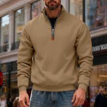 Men Zip-Up Sweatshirts - 駝色 - 查看 2