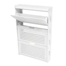 Shoe Storage Cabinet With 3 Flip Drawers, Shoe Cabinet For Entryway Slim, Free Standing Shoe Rack Cabinet, Narrow Shoe Organizer For Entryway, Hallway, White - 白色 - 查看 10
