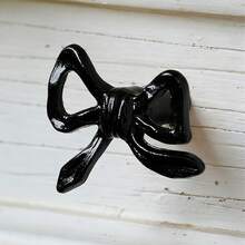 1pc French Drawer Pull Handle, Painted Black Bow Knot Pull Handle, Vintage Bow Knot Dresser Cabinet Drawer Pull - Black - View 5