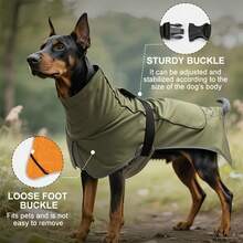 1pc Pet Trench Coat, Large Dog Outdoor Weather Suit, Pet Windbreaker Waterproof Dog Raincoat With Adjustable Snap Design, Durable Polyester Dog Jacket - Outdoor Windproof And Rainproof Protective Gear(Military Green ) - Army Green - View 2