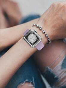 1个银色男女通用TPU全包高清超薄手表壳，防摔时尚休闲屏幕保护膜，适用于 40/41/42/44/45/46/49毫米，适用于 Series Ultra/SE/11/10/9/8/7/6/5/4，智能手表壳配件 - 銀色 - 查看 7