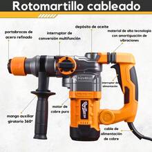 Rotomartillo Martillo Alta Potencia Industrial Con 2200w Naranja