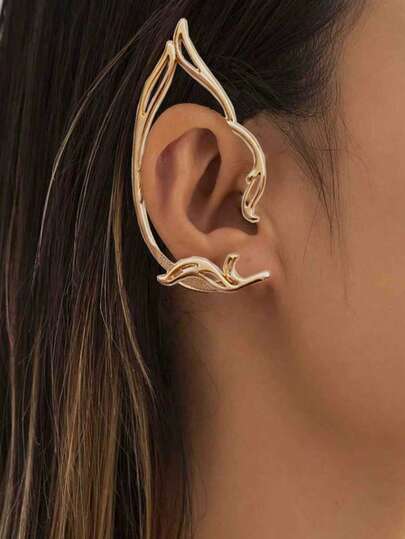 1/2 st minimalistisk unik söt mode mångsidig ihålig kattöronsklämma, utan piercing älvöronmanschett lämplig för kvinnor vardagskläder, halloweenfesttillbehör, present till familj och vänner