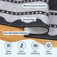 Kitchen Bordered Home Decor Geometry Area Rug Soft Low Pile Non Slip Carpet Stain Resistant Floorcover Washable Thin Non Shedding Entrance Runner Rug Modern Easy To Clean Printed Mat Throw Rug For Laundry Living Room Hallway Bathroom Bedroom Dinning Room - 黑色 灰色 - 查看 6